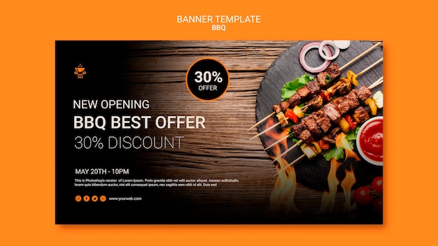 Gratis PSD bannermalplaatje met bbq-ontwerp