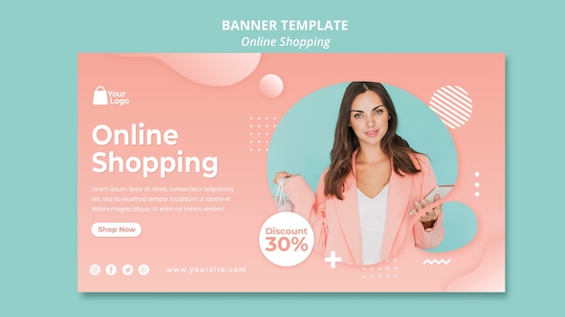 Gratis PSD bannermalplaatje met online boodschappen