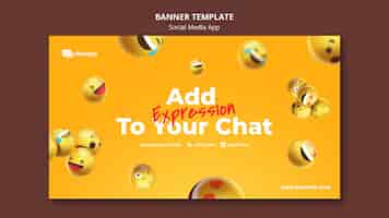Gratis PSD bannermalplaatje voor chatten op sociale media met emoji's