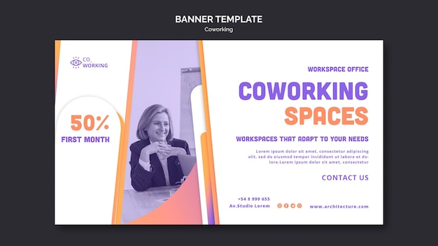 Bannermalplaatje voor coworking space