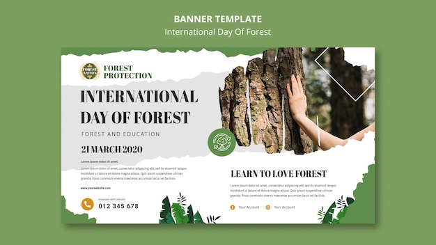 Gratis PSD bannermalplaatje voor dag van bos met aard