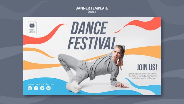 Gratis PSD bannermalplaatje voor dansfestival met performer