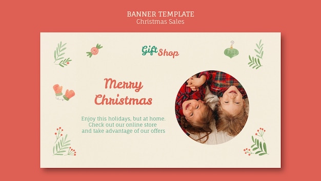 Gratis PSD bannermalplaatje voor kerstverkoop met kinderen