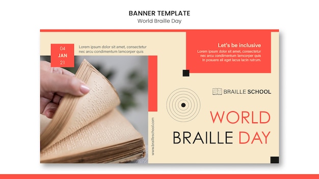 Gratis PSD bannermalplaatje voor wereld braille dag
