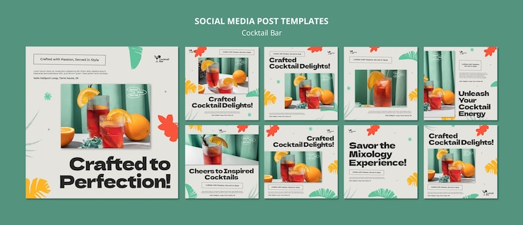 PSD gratuito bar de cócteles con deliciosas bebidas publicaciones de instagram.