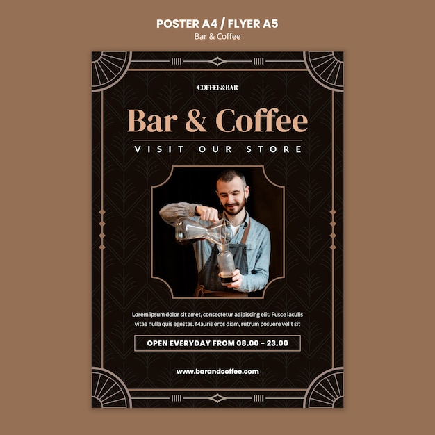 Gratis PSD bar en koffie afdruksjabloon