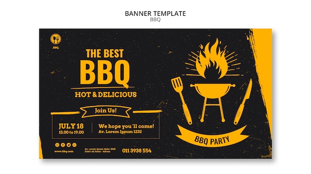 Gratis PSD barbecue partij sjabloon banner