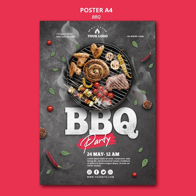 Barbecue poster sjabloon concept