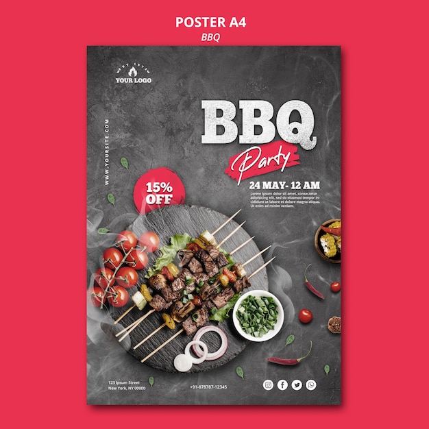 Gratis PSD barbecue poster sjabloon thema