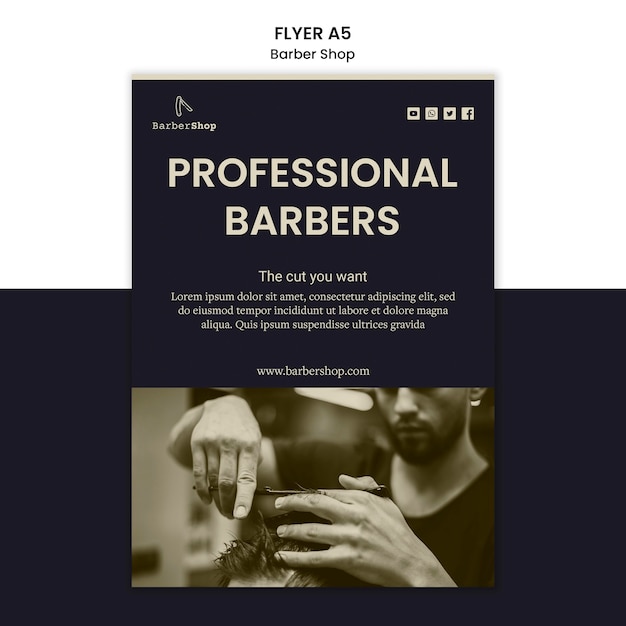 Gratis PSD barber shop flyer sjabloon met afbeelding