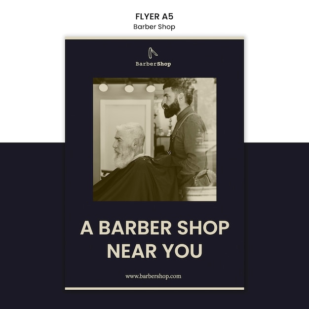 Gratis PSD barber shop flyer sjabloon met foto