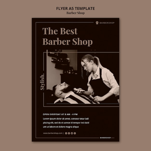 Gratis PSD barber shop flyer-sjabloon