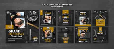 Gratis PSD barbershop instagram posts collectie