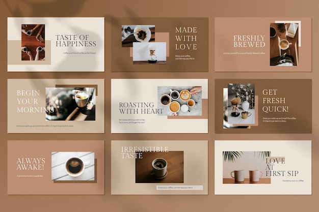 Barista-presentatiesjabloon psd set minimale stijl