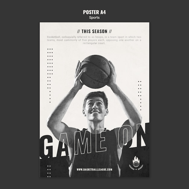 Basketbal advertentie poster sjabloon