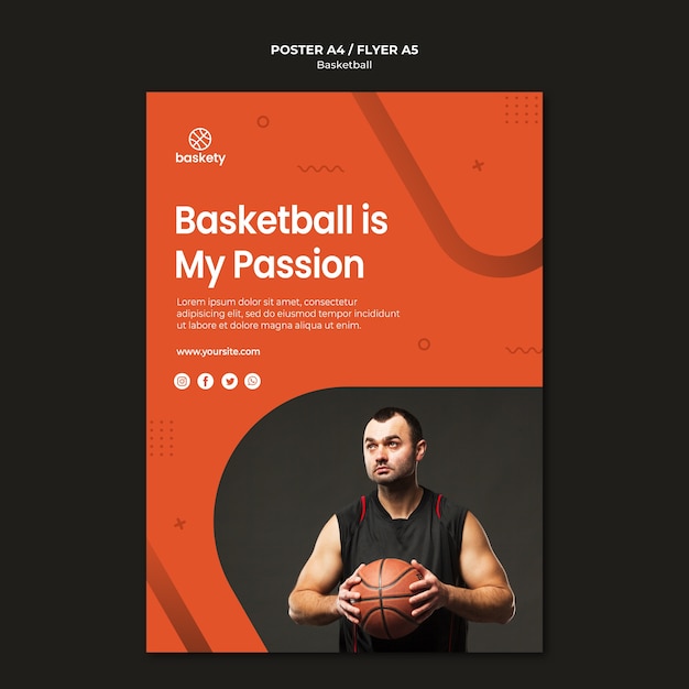 Gratis PSD basketbal poster sjabloonstijl