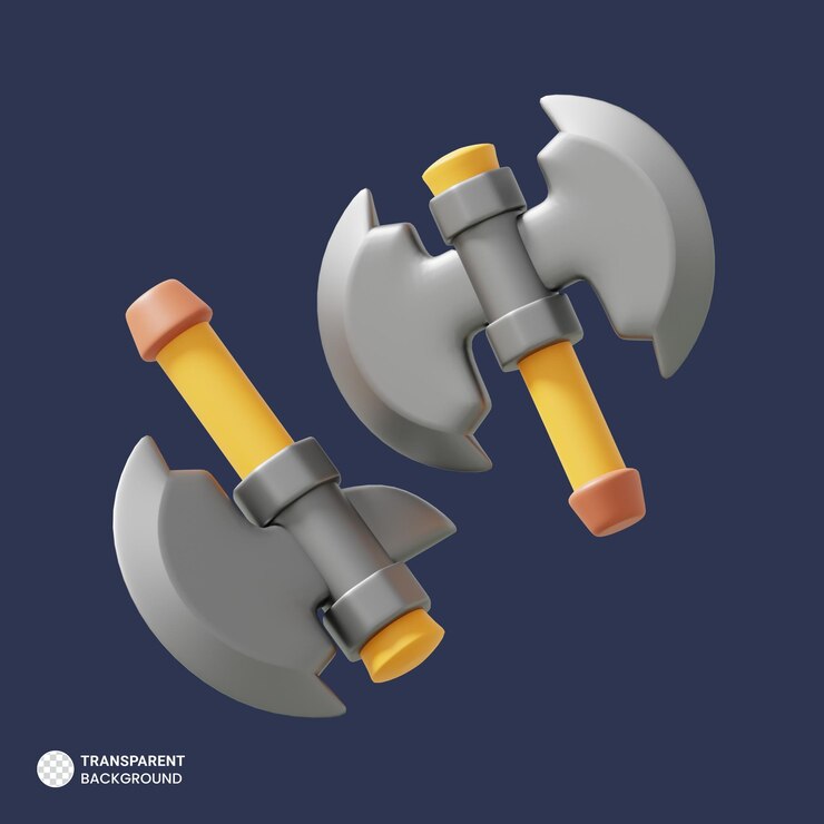 PSD Gratis battle axe icon isolated 3d render illustration