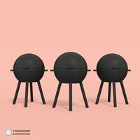Bbq charcoal grill machine pictogram geïsoleerd 3d render illustratie