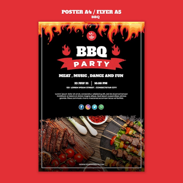 Bbq-concept poster flyer sjabloon