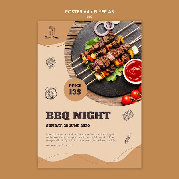 Gratis PSD bbq concept poster sjabloon