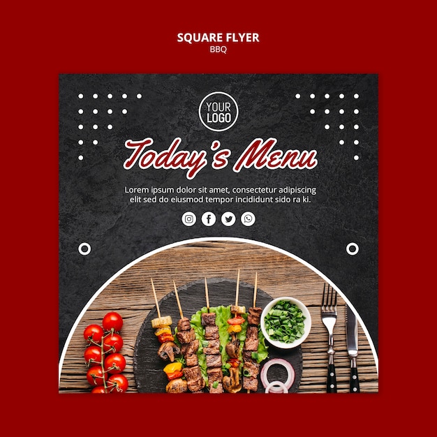 Gratis PSD bbq-concept vierkante flyer sjabloon