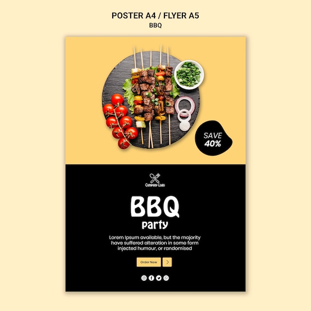 BBQ-partij posterontwerp