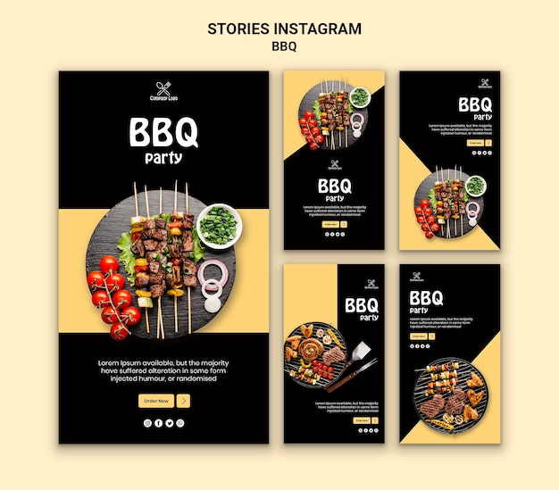 PSD gratuito bbq party instagram stories