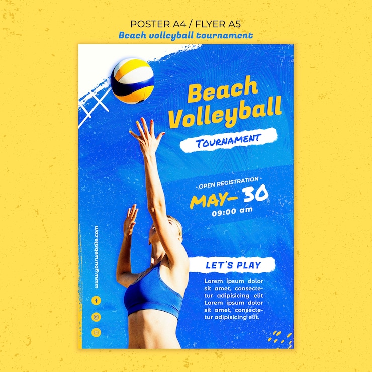 Gratis PSD beachvolleybal concept poster sjabloon