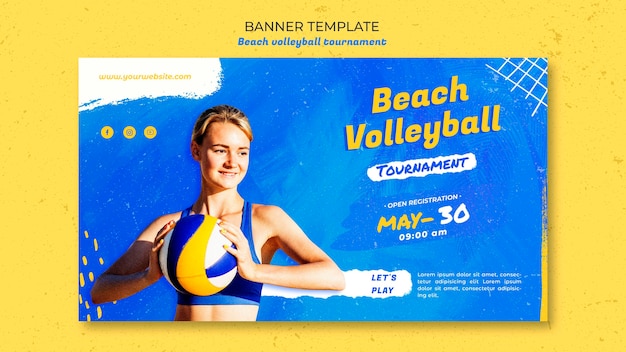 Gratis PSD beachvolleybal concept sjabloon voor spandoek