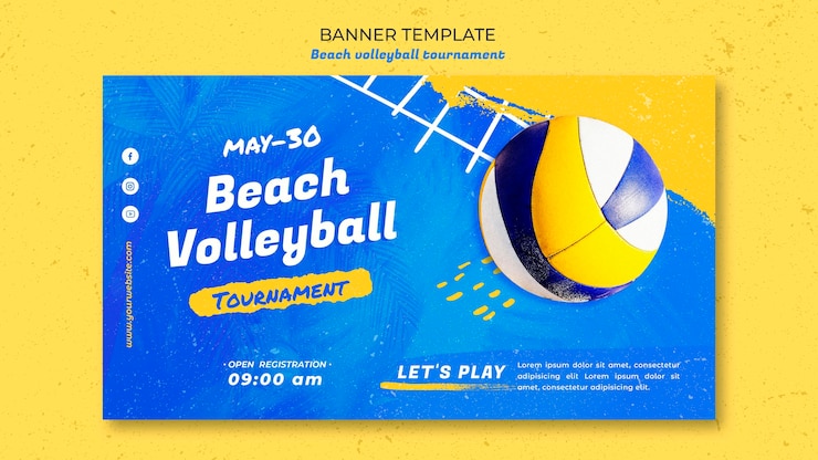 Gratis PSD beachvolleybal concept sjabloon voor spandoek