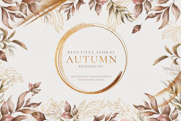 PSD Gratis beautiful autumn floral background with golden leaves