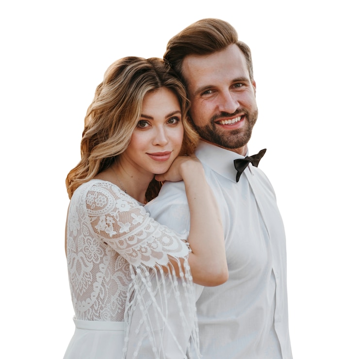 PSD Gratis beautiful bride and groom portrait isolated