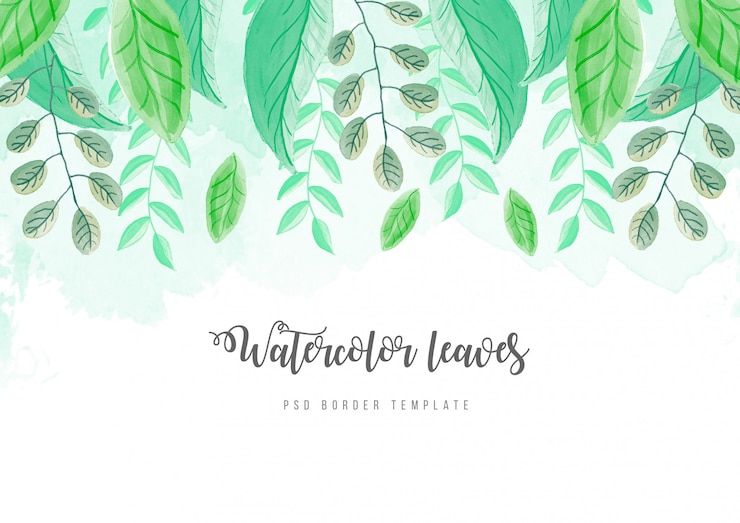 PSD Gratis beautiful watercolor border with leaves