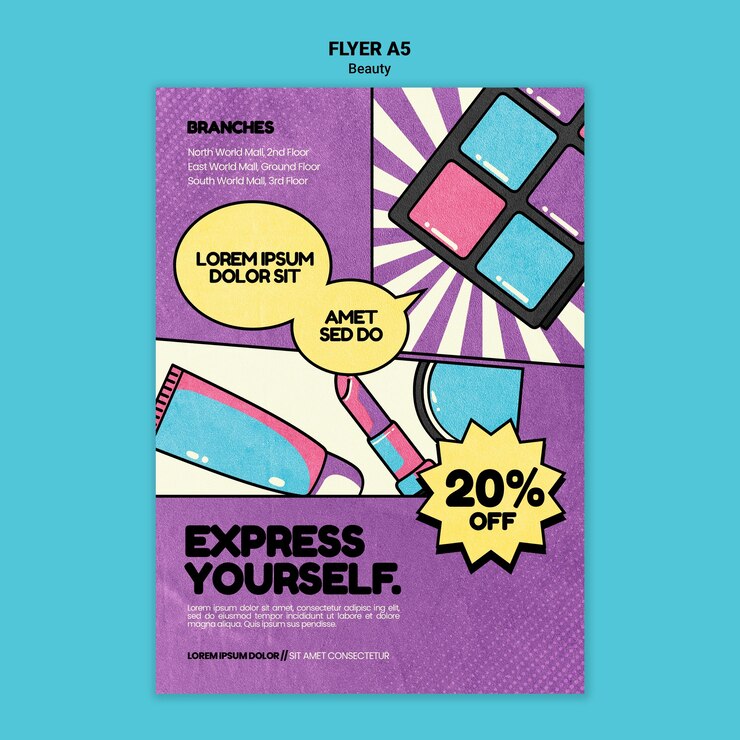 PSD Gratis beauty pop art print template