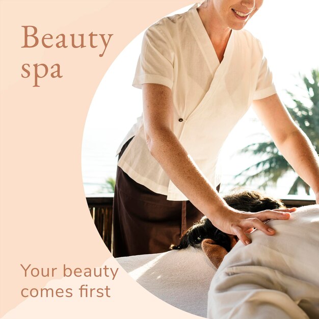 Beauty spa wellness template psd con la tua bellezza prima di tutto testo