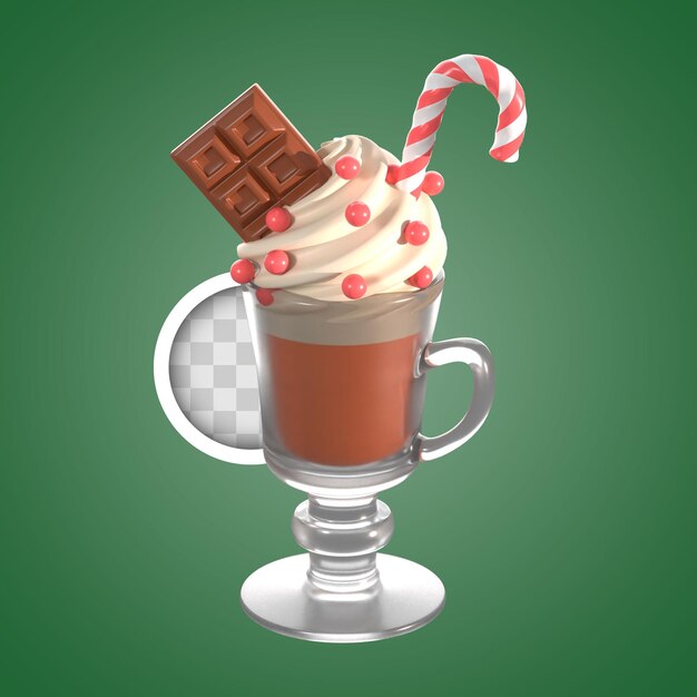 Bebida navideña con dulces Ilustración en 3D