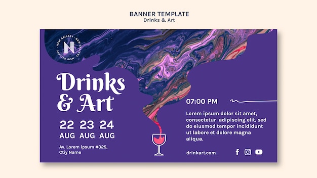 PSD gratuito bebidas y diseño de banner de arte