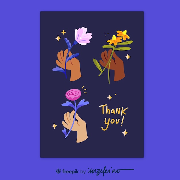 Bedankt poster met handen met bloemen