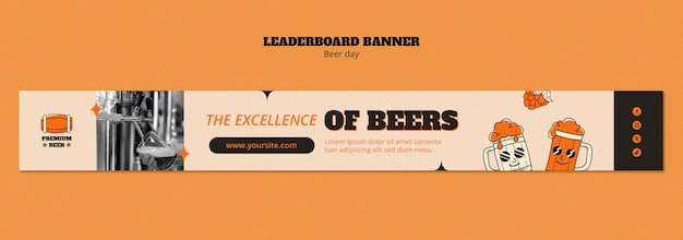 Gratis PSD beer dag viering leaderboard banner sjabloon