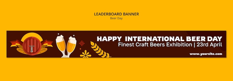 Gratis PSD beer dag viering leaderboard sjabloon