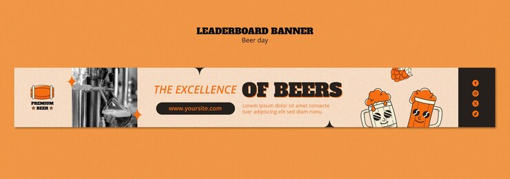 PSD Gratis beer day celebration leaderboard banner  template