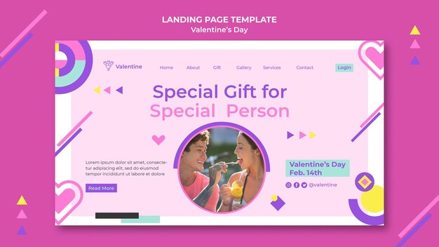 Bel modello di pagina di destinazione di San Valentino