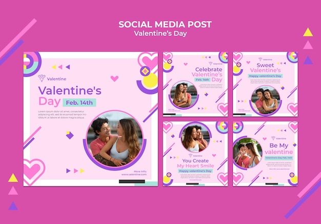 Bel set di post sui social media di San Valentino