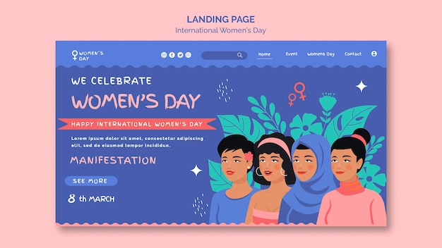 Bellissima pagina di destinazione per la giornata della donna