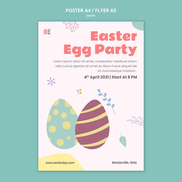 Bellissimo modello di stampa evento del giorno di pasqua
