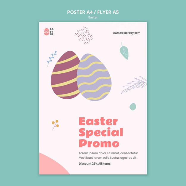 Bellissimo modello di stampa evento del giorno di pasqua