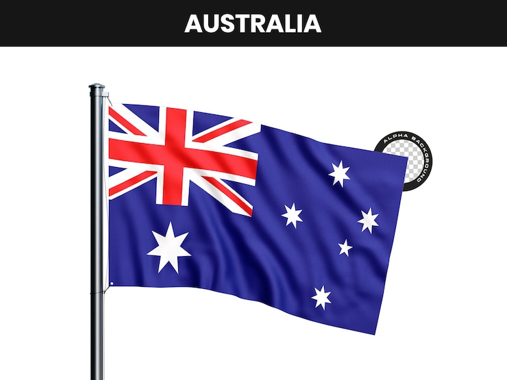 PSD Gratis bendera australia berkibar di tiang