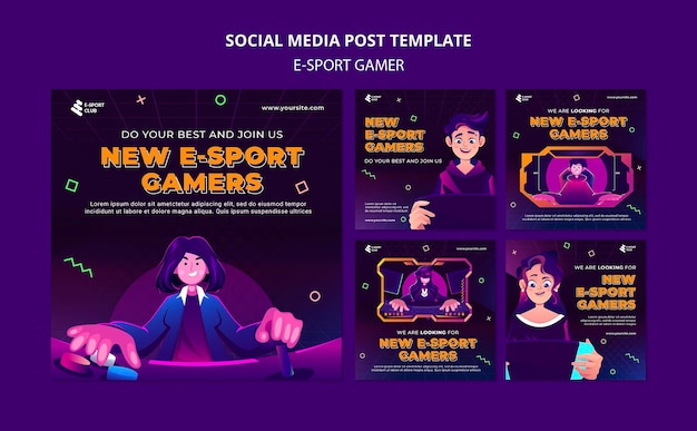 Gratis PSD berichten op sociale media over e-sportgames