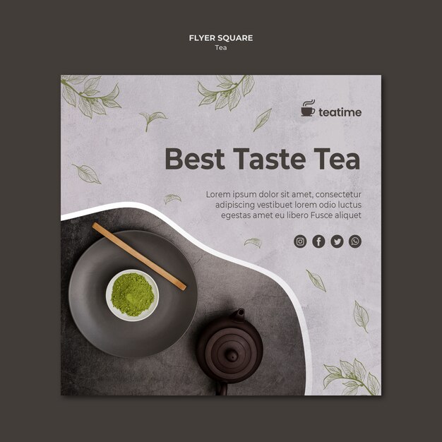 Beste smaak thee vierkante flyer-sjabloon
