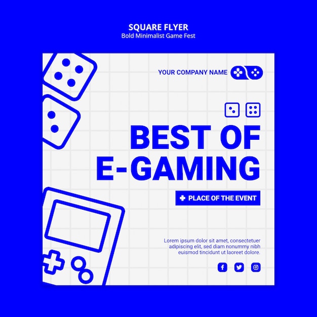 Gratis PSD beste van e-gaming games jam fest vierkante flyer